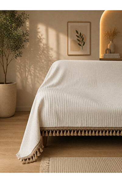 Rain Home Collection 180x300 Koltuk Örtüsü Kolları Kapatan Püsküllü