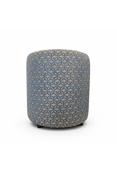Elanora Home Premium Keten Dokulu Tasarım Puf | Modern Geometrik Desenli