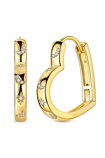 Choice1 KTE204-GD Earrings 925 Sterling Silver Hoop Earring Sparkling Heart-S...