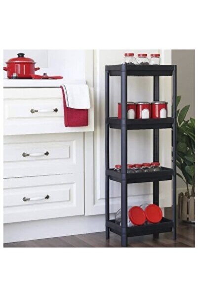 Pratik Shelf Unit Maggie OM-1016-0053 ( 4 Raflı ) ve Siyah ) Raf Ünitesi Plas...