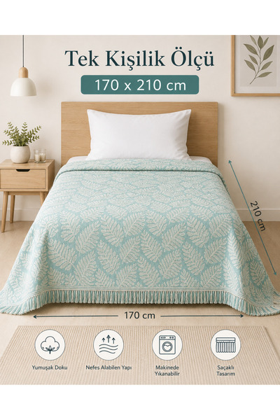 la lune home غطاء سرير فردي من قماش البيكيه مقاس 170x210 سم - خفيف الوزن وأني...