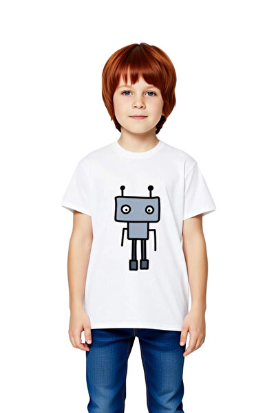 PayBuy Tricou pentru copii Detaliu antenă cu imprimeu robot Guler rotund Mâne...