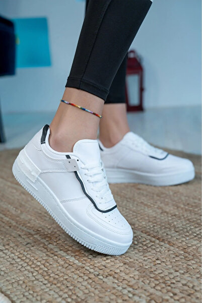 BENİMOLSUN Kadın Beyaz Siyah Renkli Sneaker