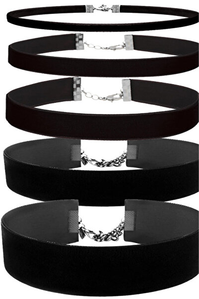VeeShop Set 5 coliere choker din catifea, de diverse latimi