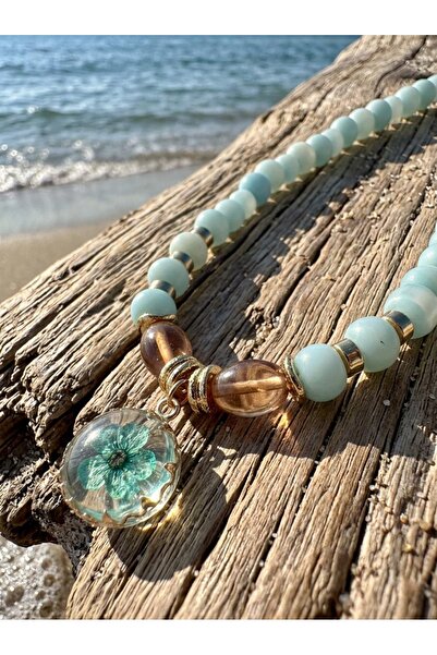 ILSA Peruvian Opal Cat's Eye & Dried Flower Resin Pendant Necklace