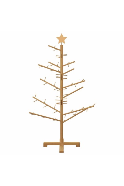 vidaxl Wooden Christmas Tree with Stand Brown 125 cm Solid pine wood