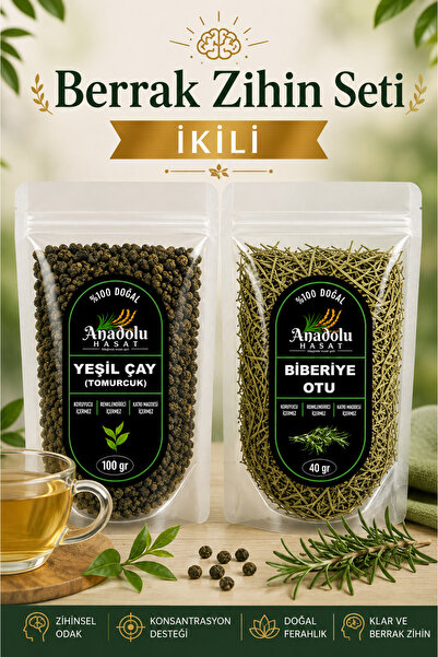 ANADOLU HASAT Berrak Zihin Set (Double) – Bud Green Tea 100 Gr + Rosemary Her...