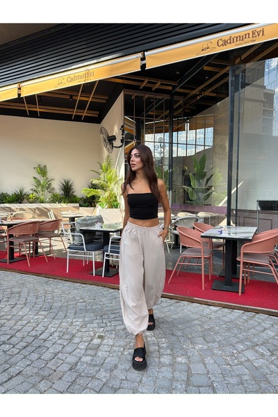 LB Laluna Butik Women's Shalwar Trousers with Elastic Waist and Cuffs, Flowin...
