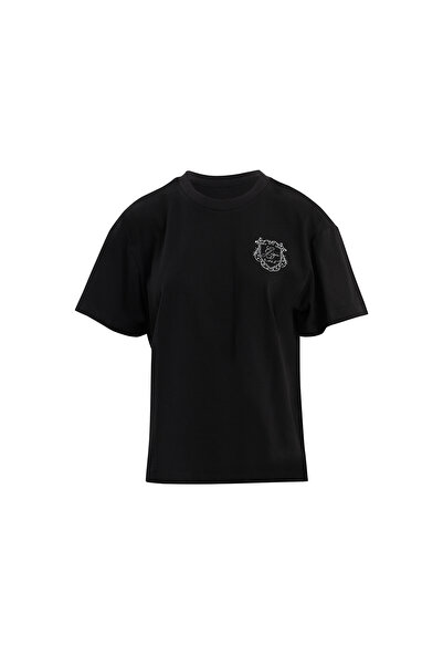 GİZİA Nakış Ve Taş Yapıştırma Detaylı Siyah T-Shirt