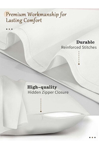 HXD Zoomlion 100% Mulberry Silk Pillowcase 50 × 75 cm – 21 Momme, 600 Thread Count Pillow Cover with Hidden Zipper | Hypoallergenic Silk Pillowcase for Hair & Skin, Ivory White