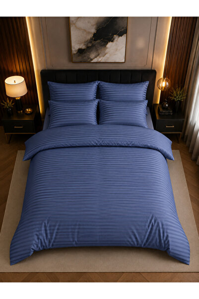 Erays Home Striped Satin Double Duvet Cover Set Diamond Series