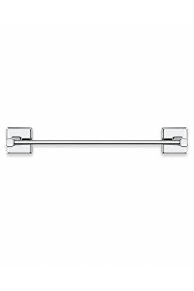 Turkco Square Base Chrome Towel Holder 39 cm Adhesive Bathroom Hanger