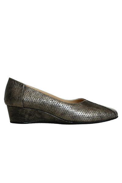 Platin Gray Patent Leather Women's Wedge Heel Shoes