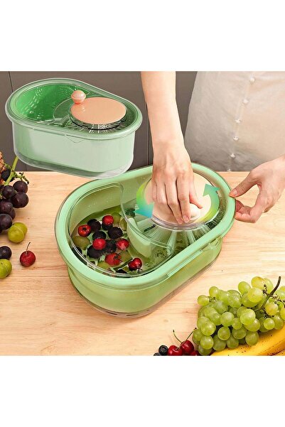 Generic Mașină de spălat fructe și legume manuală, cu strecurătoare, ABS, 34cm