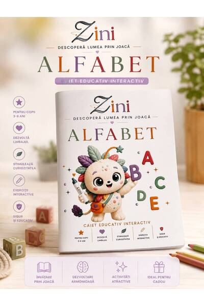Zini Alfabet Invata Alfabetul, liere, activitati. Caiet de trasat litere. Act...