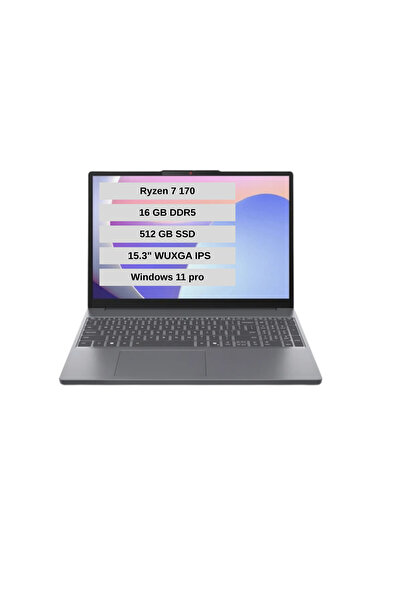LENOVO IdeaPad Slim 3 AMD Ryzen 7 170 16GB 512GB SSD Windows 11 pro 15.3" Taş...