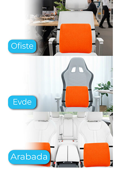 Viscofoam Orthopedic Lumbar Pillow Office Chair Car Seat Lumbar Support Pillow Visco Lumbar Pillow Orange