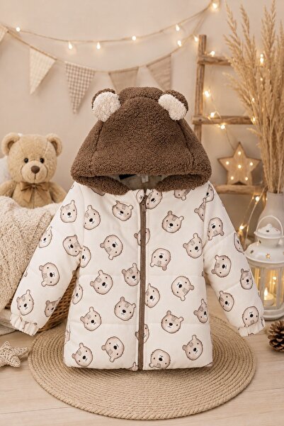 DeKuBaby New Season Bear-Shaped Plush Fur Inside Quilted Thick Hooded Winter ...
