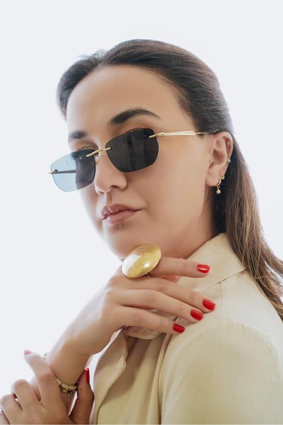 Stil Noktası Frameless Black Glass Sunglasses