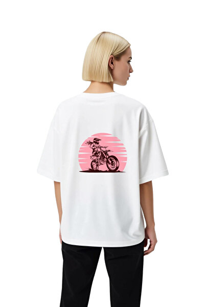PayBuy Γυναικείο μπλουζάκι Oversize Motocross Pilot με στάμπα και κοντό μανίκ...