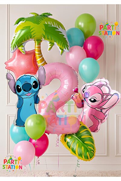 Parti Station Lilo Stitc Balloon and Angel Balloon 2 Years Old 15 Piece Giant...