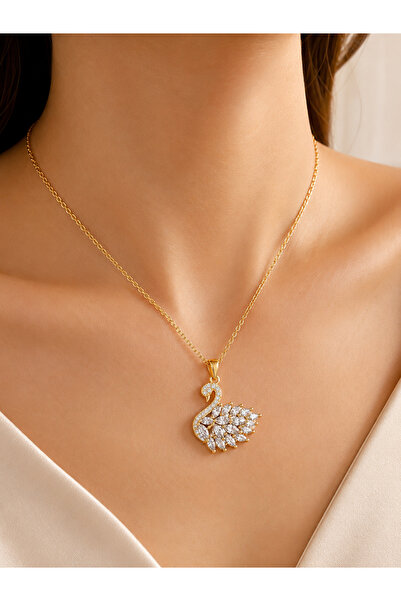 SY AKSESUAR Stainless Steel Zircon Stone Swan Figured Women's Necklace – Does...
