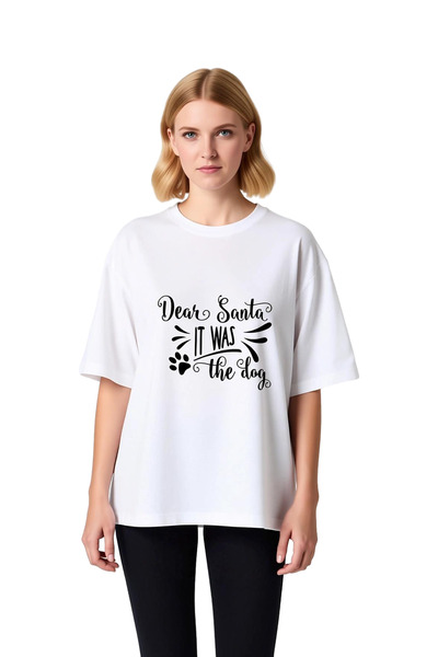 PayBuy Dear Santa I Was a Dog Printed Women's Oversize T-Shirt