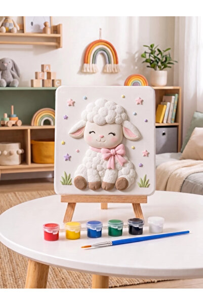 Tabdiko Sevimli Kuzu 15x15 Taş Boyama Seti – Çocuk ve Yetişkin Hobi Seti