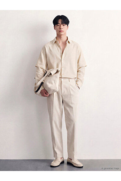 LC Waikiki Lcw Vision Beige Loose Fit Men's Pleated Trousers
