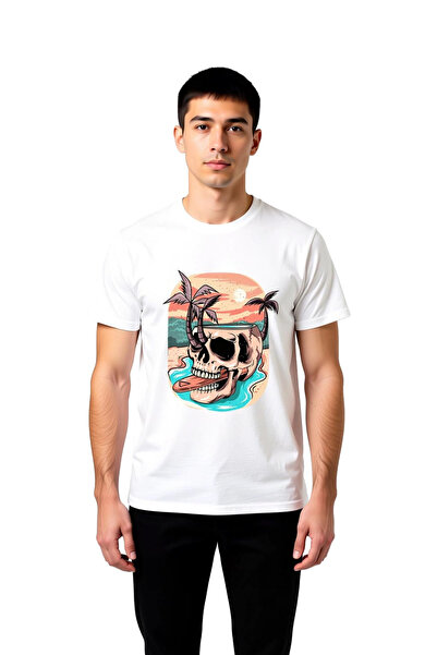 PayBuy Ανδρικό μπλουζάκι με γραφικό σχέδιο Skull Surf Palm Design Άνετη εφαρμ...