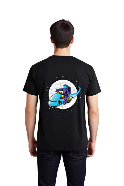PayBuy Ανδρικό μπλουζάκι με στάμπα Retro Rocket Motorcycle Astronaut