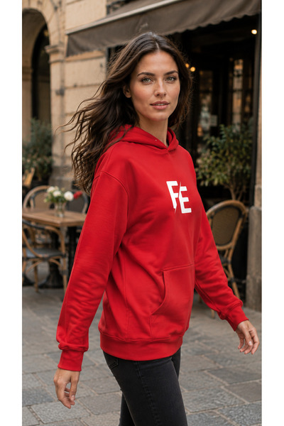 caddekombin Women's F and E Letter Printed Hooded Casual Basic Sweatshirt wit...
