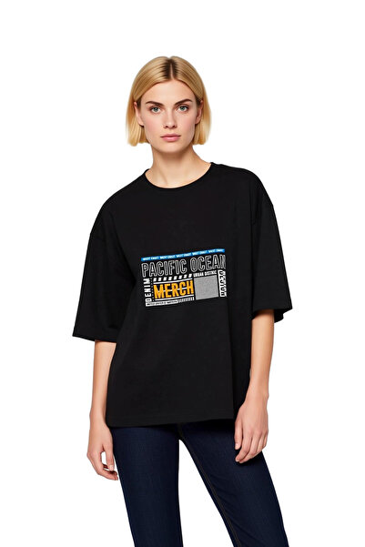 PayBuy Women's Oversize T-Shirt Pacific Ocean Printed Urban Style Pattern Rel...