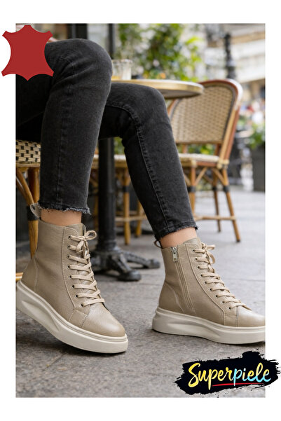 ANGEL BLUE Women's boots made of genuine Leather with thick soles, zippered c...