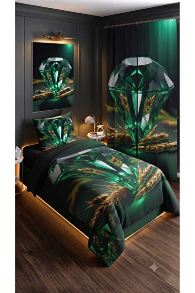 Elmas Dizayn 280*240 Cm. Special Design Single Bedding Set with Background Cu...