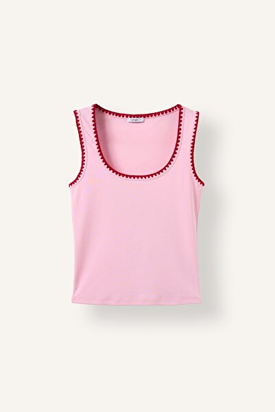 DeFacto Slim Fit Crochet Collar Ribbed Athlete T-Shirt F6276Ax26Sm
