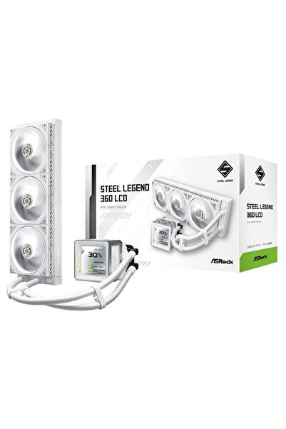 ASROCK Steel Legend 360 LCD AIO Cooler CPU, 3.4 " IPS, 3x120mm ARGB, 2500 RPM...