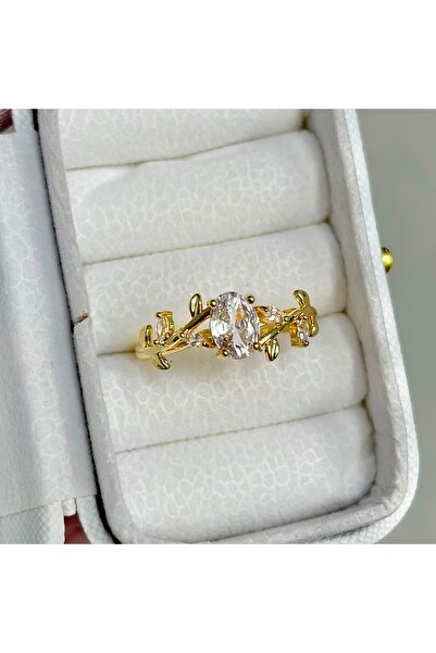 SWANOVAJEWELRY Altın Rengi Beyaz Zirkon Taş VIP Pinterest Yüzük