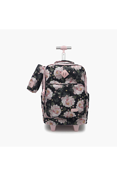 Roco Floral 2-Piece School Trolley Bag Set for Girls 5-8 Yrs with Pencil Case...