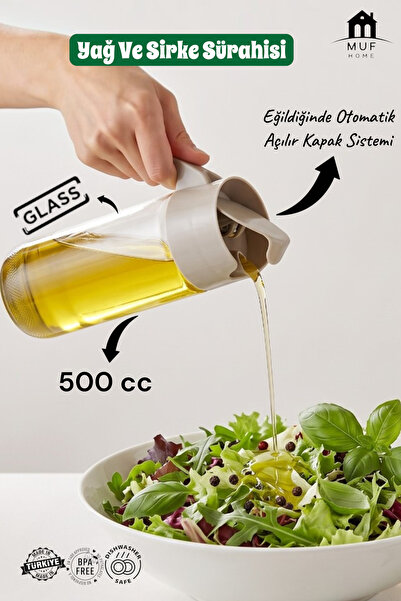 MUF HOME Smart Cap Oil and Vinegar Jug with Automatic Opening Lid, Drip-Free ...