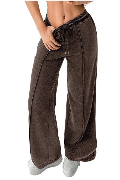 Dotail Pantaloni lungi de damă, croială lejeră, talie înaltă cu bandă elastic...