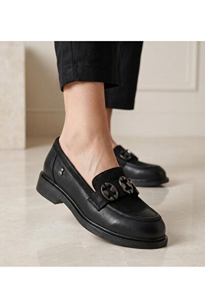 Venüs 2550402K Women's Genuine Leather Buckle Loafer Shoes