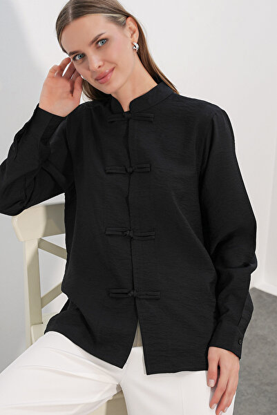 Bigdart Women's Design Lace-Up Shirt 20405 - Black