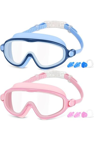 Dotail Set of 2 Children's Swimming Goggles, Ages 4–14, 180° View, Anti-Fog, ...