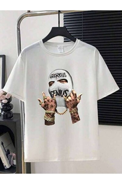 21JNRY Men's Short Sleeve T-Shirt Graphic Printed Gangster Mask With GLORIOUS...