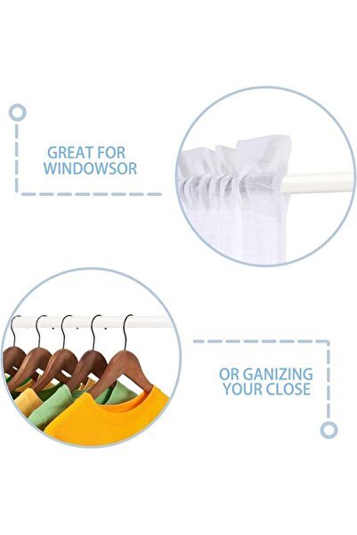 ALMEKAQUZ Extendable Wardrobe Rod,Telescopic Closet Pole with Rotatable Rod Hooks, Adjustable Stainl
