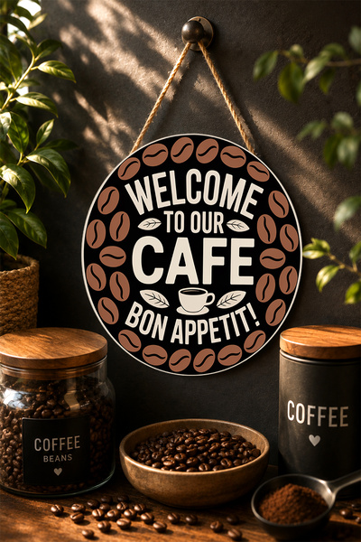 Mayeka Bun venit la cafeneaua noastră Bon Appetit Cafenea Retro Masă rotundă ...