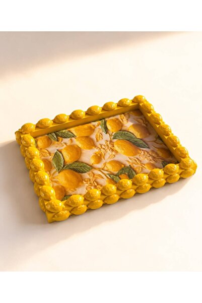 DEKORMED Decorative Wooden Handmade 3D Lemon Concept Presentation Tray (34X24)