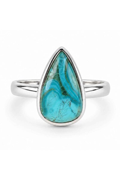 craftmystic Δαχτυλίδι από ασήμι 925 με Μαλαχίτη και Φυσική Χρυσοκόλλα σε σχήμ...