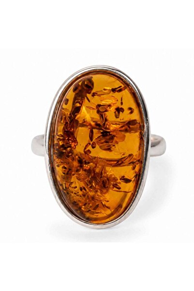 craftmystic Ρυθμιζόμενο Δαχτυλίδι Ασημένιο 925 με Οβάλ Κεχριμπάρι Κονιάκ - Ζε...